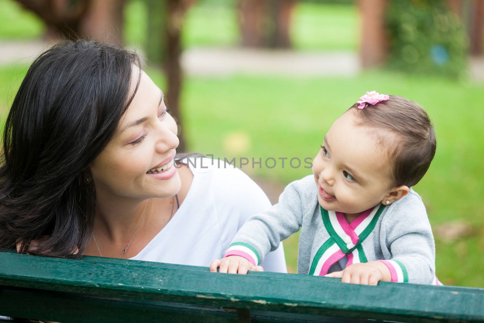 Mom and baby girl at the park