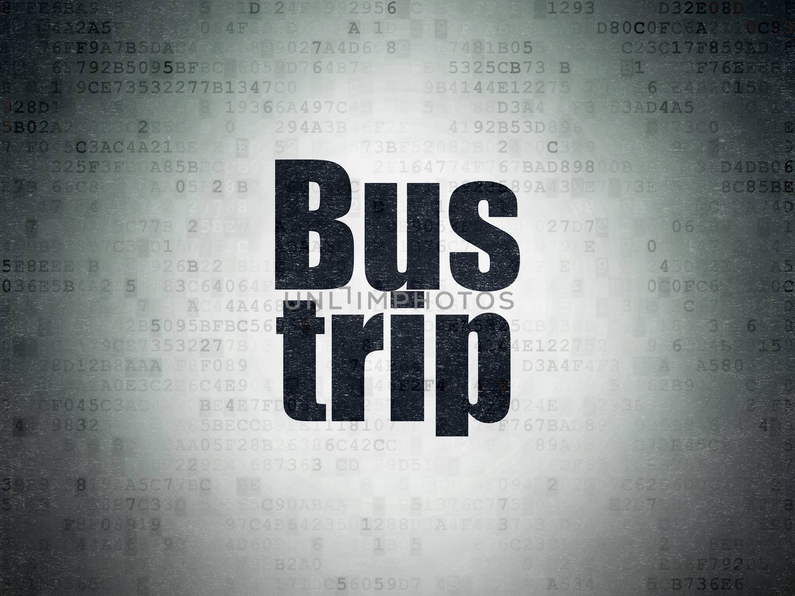 Tourism concept: Painted black word Bus Trip on Digital Data Paper background