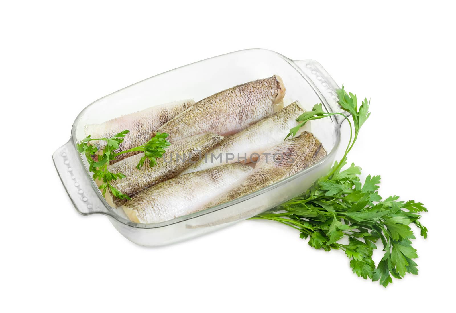 Carcasses of the notothenia fish prepared for baking by anmbph