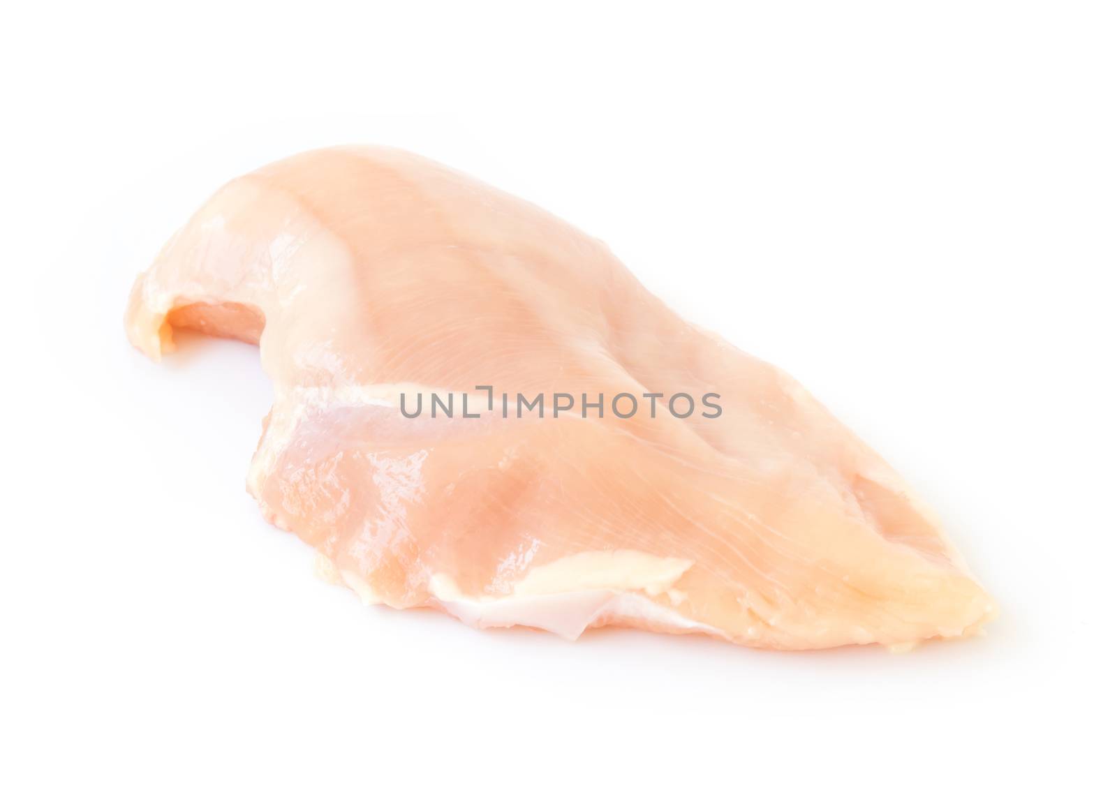 Raw chicken filled on white background