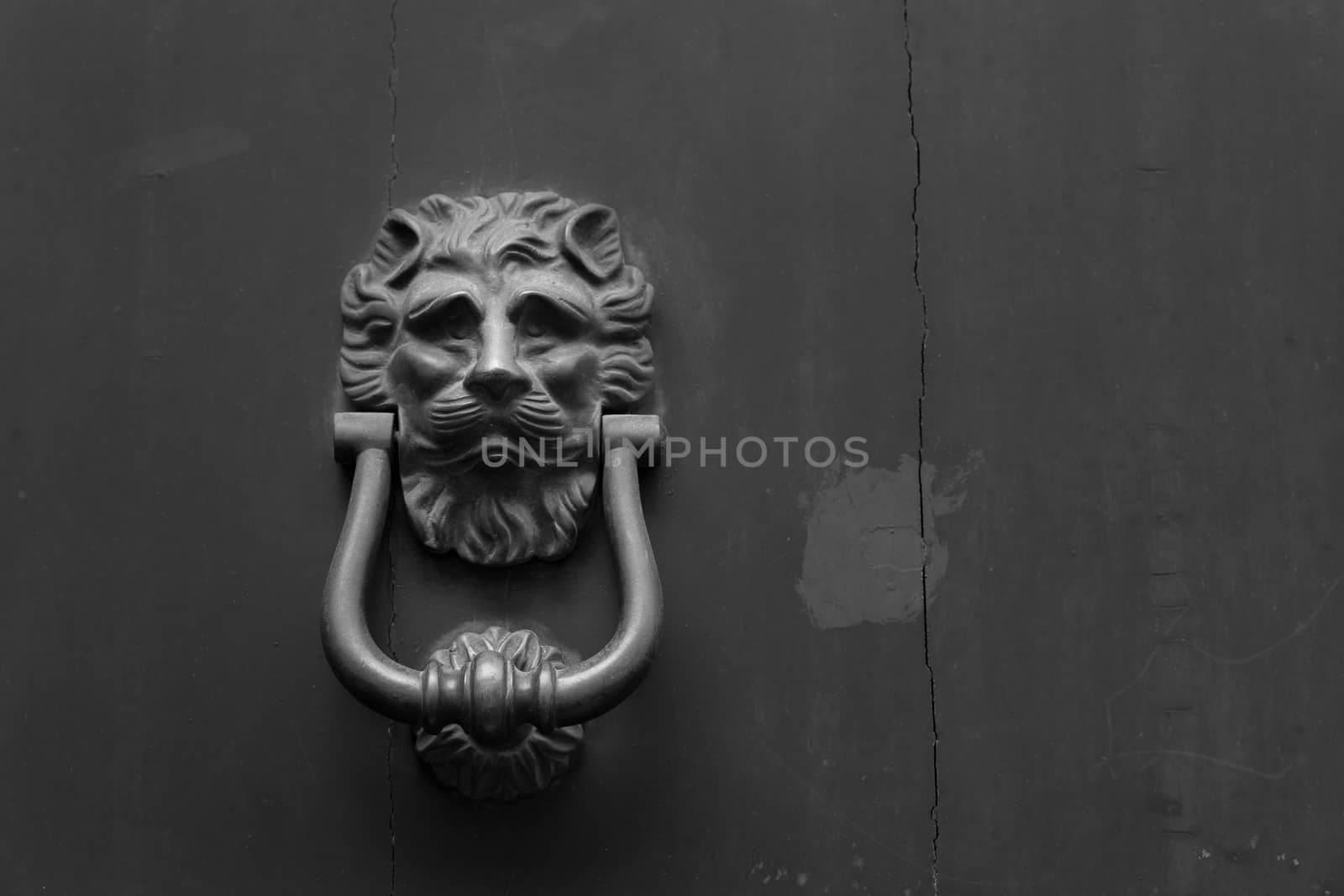 Close up of rustic old door in Florence, Italy.