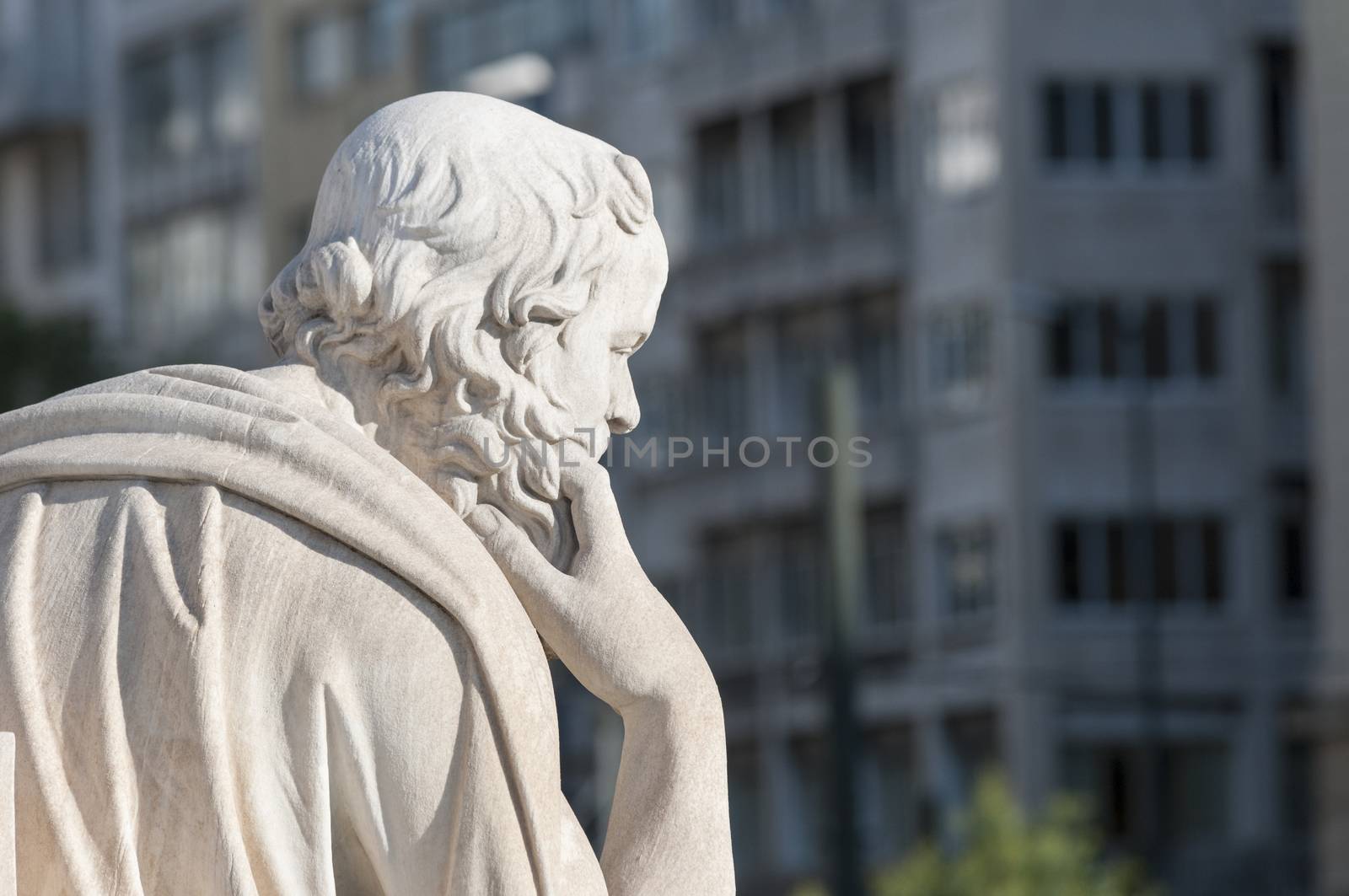 classical statue of Socrates from back side