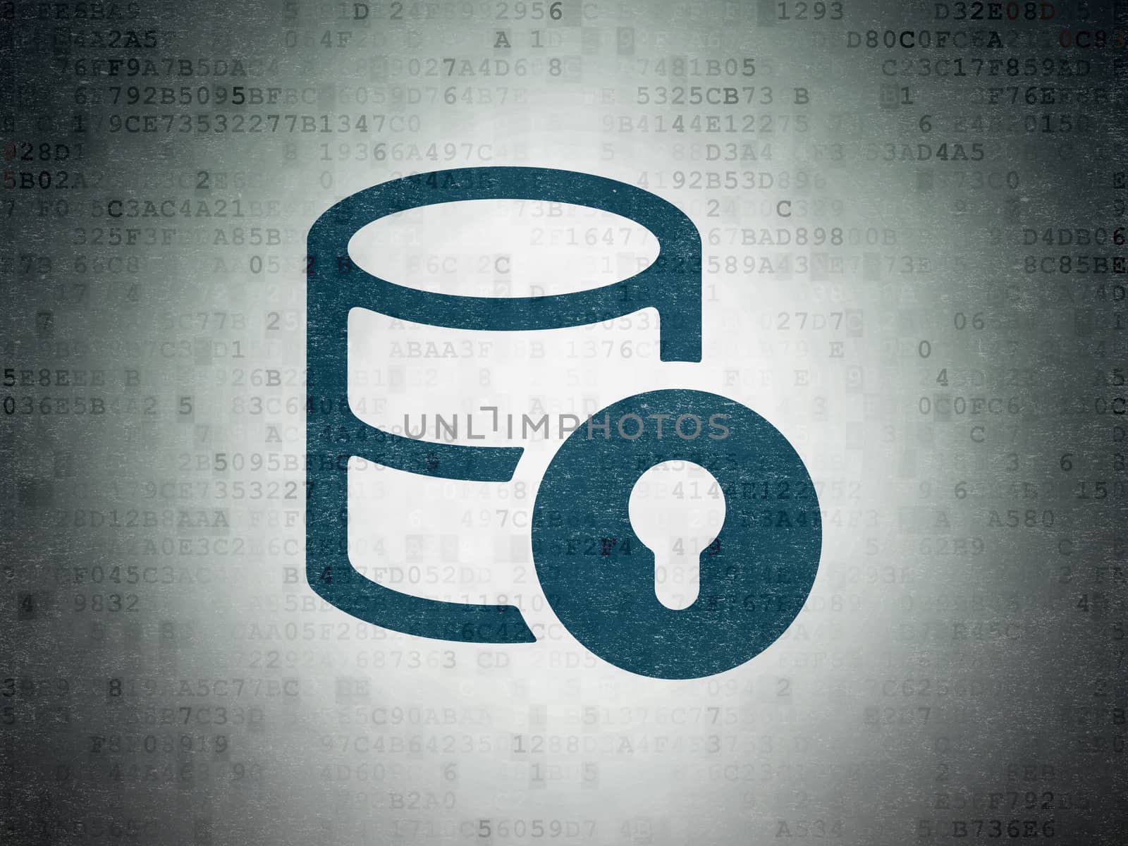 Programming concept: Database With Lock on Digital Data Paper background by maxkabakov