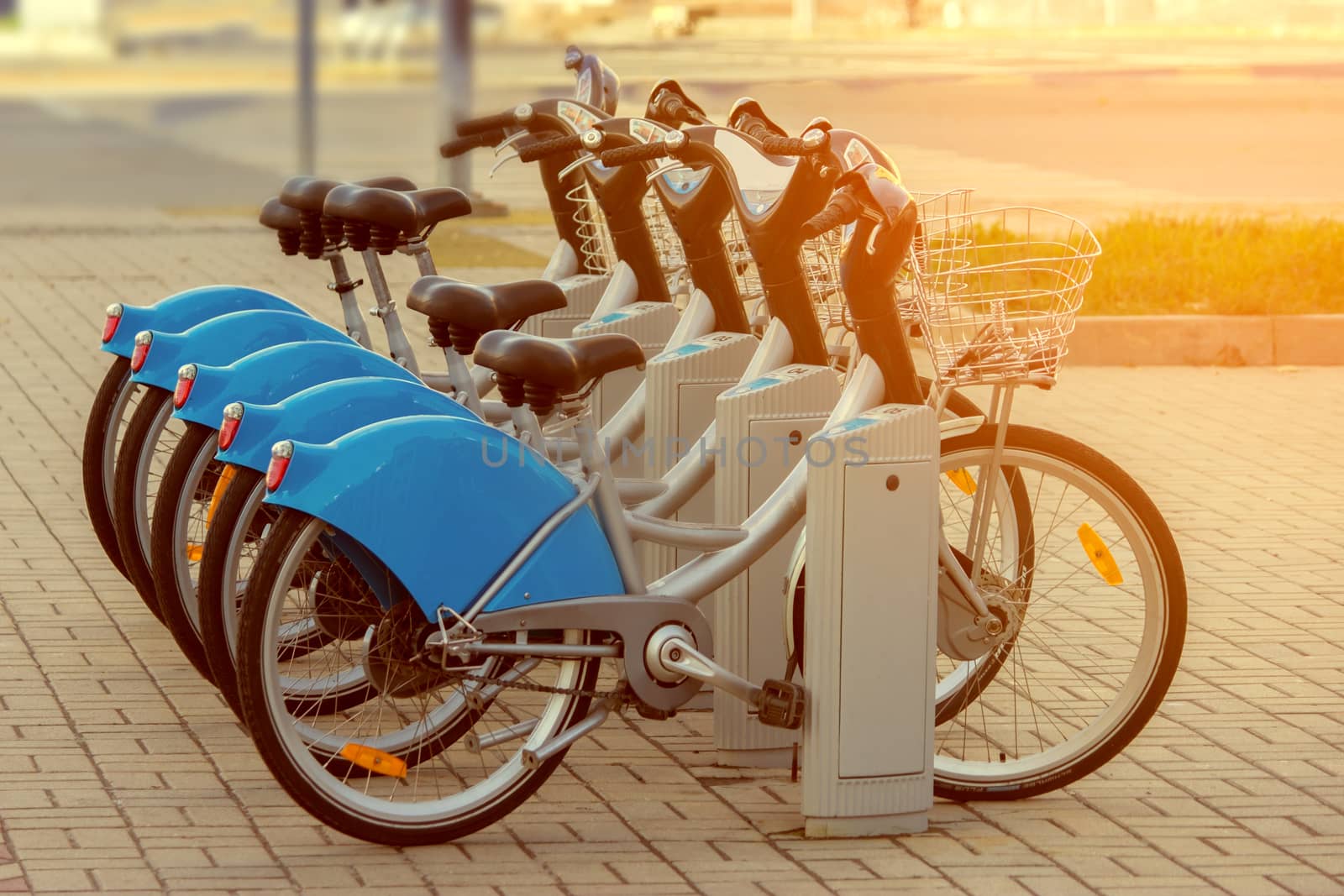 The bicycles are type of ecological and sporty public transport in Kazan, Russia