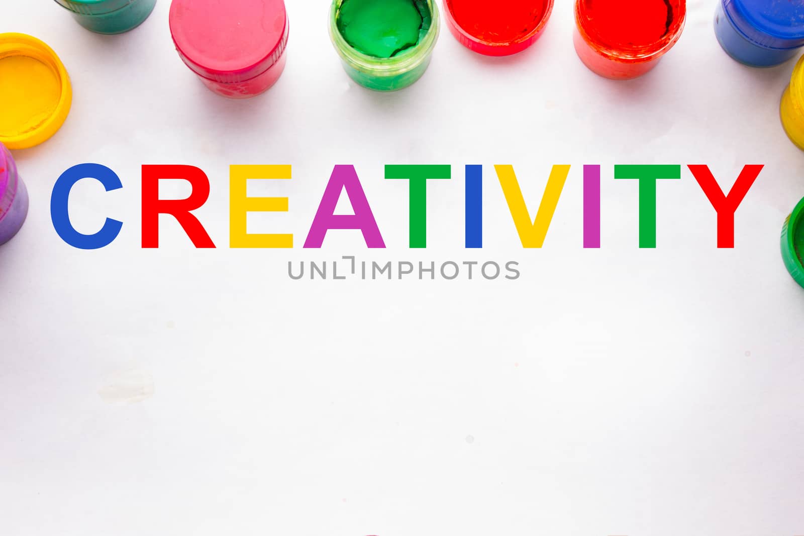creativity concept.colorful sign and paint cans by liwei12