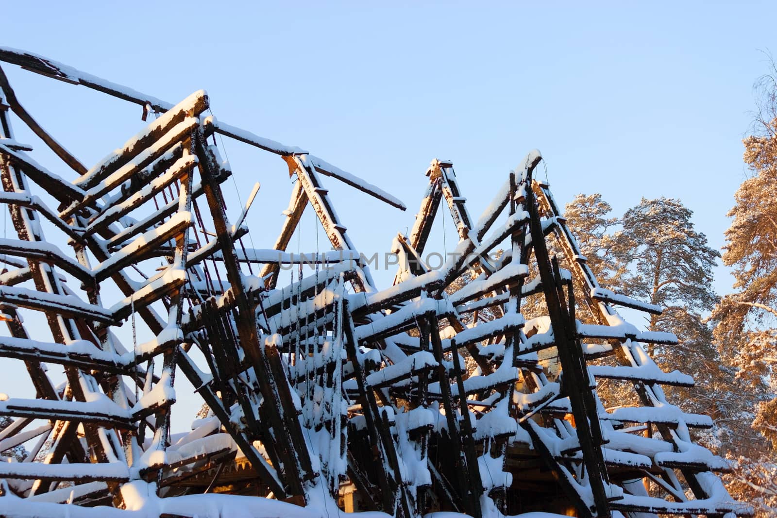 burned house against blue sky by liwei12