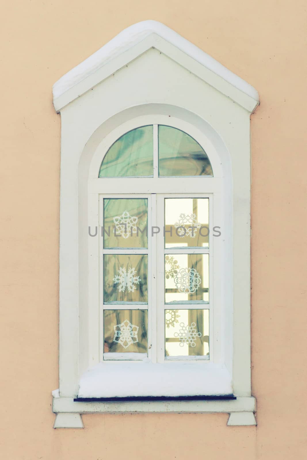 white medieval window of vintage style close-up