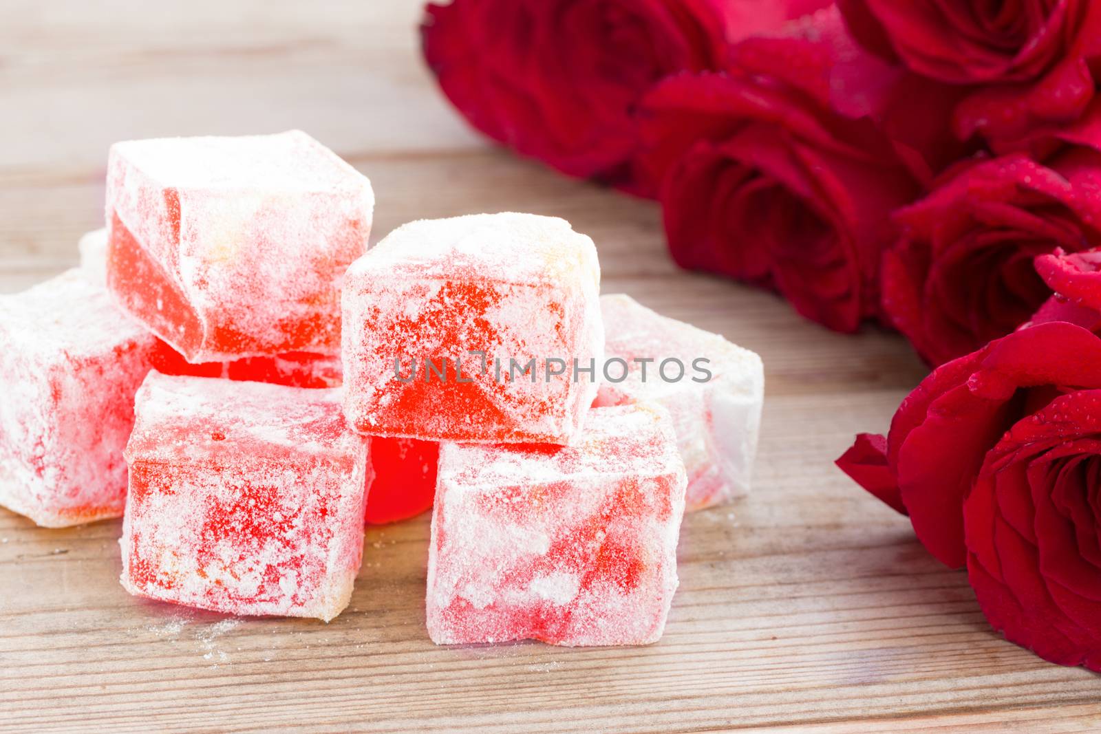 Delicious Turkish Delight with rose flower taste