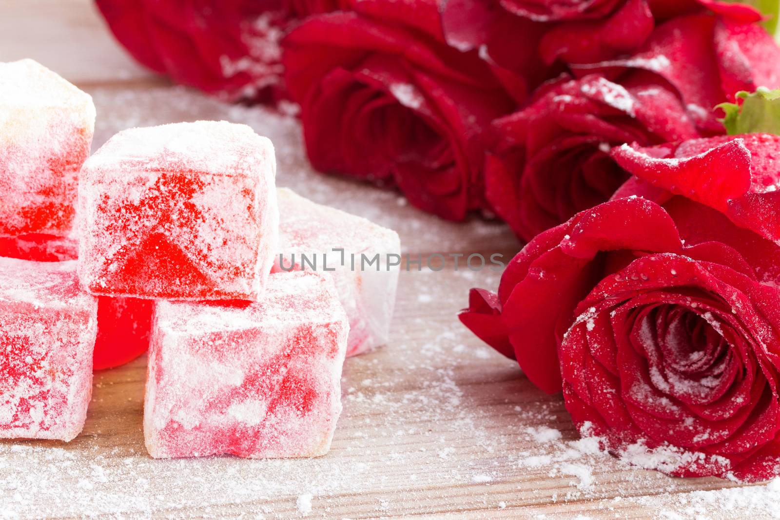 Delicious Turkish Delight with rose flower taste