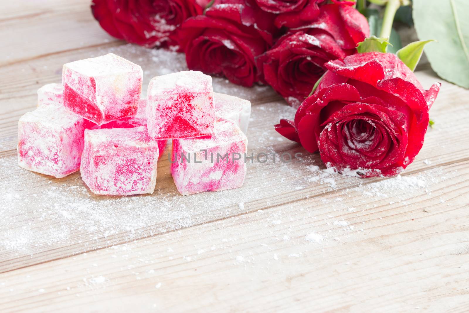 Delicious Turkish Delight with rose flower taste