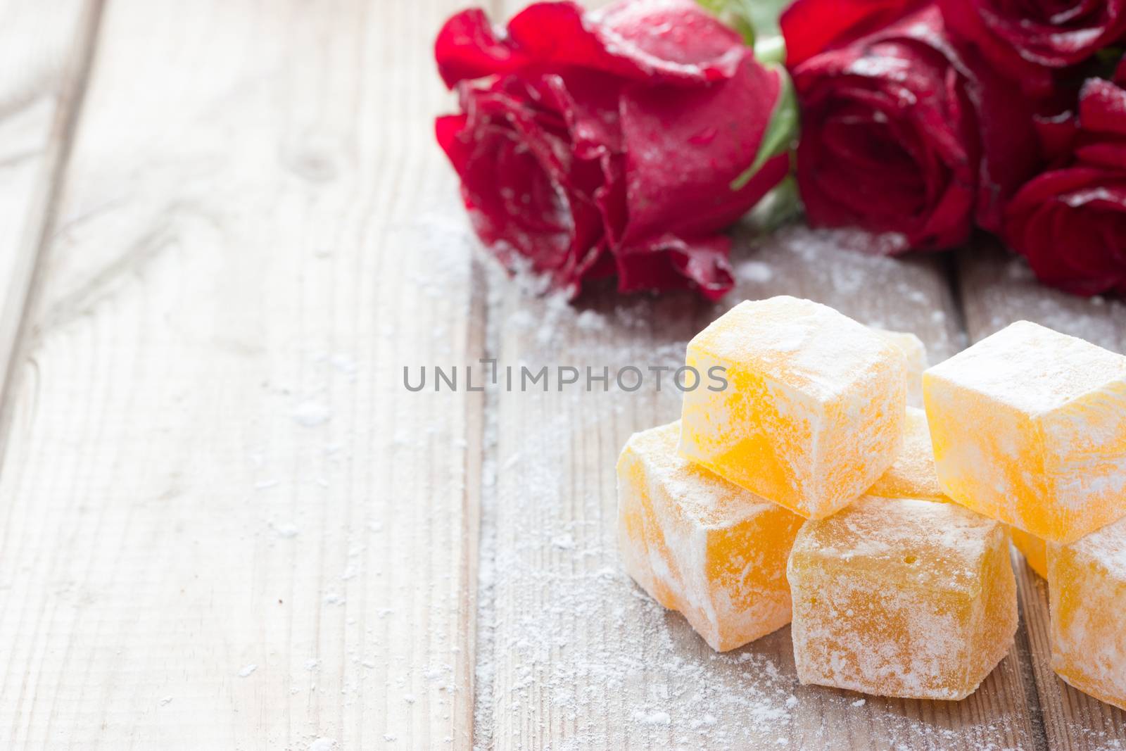 Delicious Turkish Delight with rose flower taste