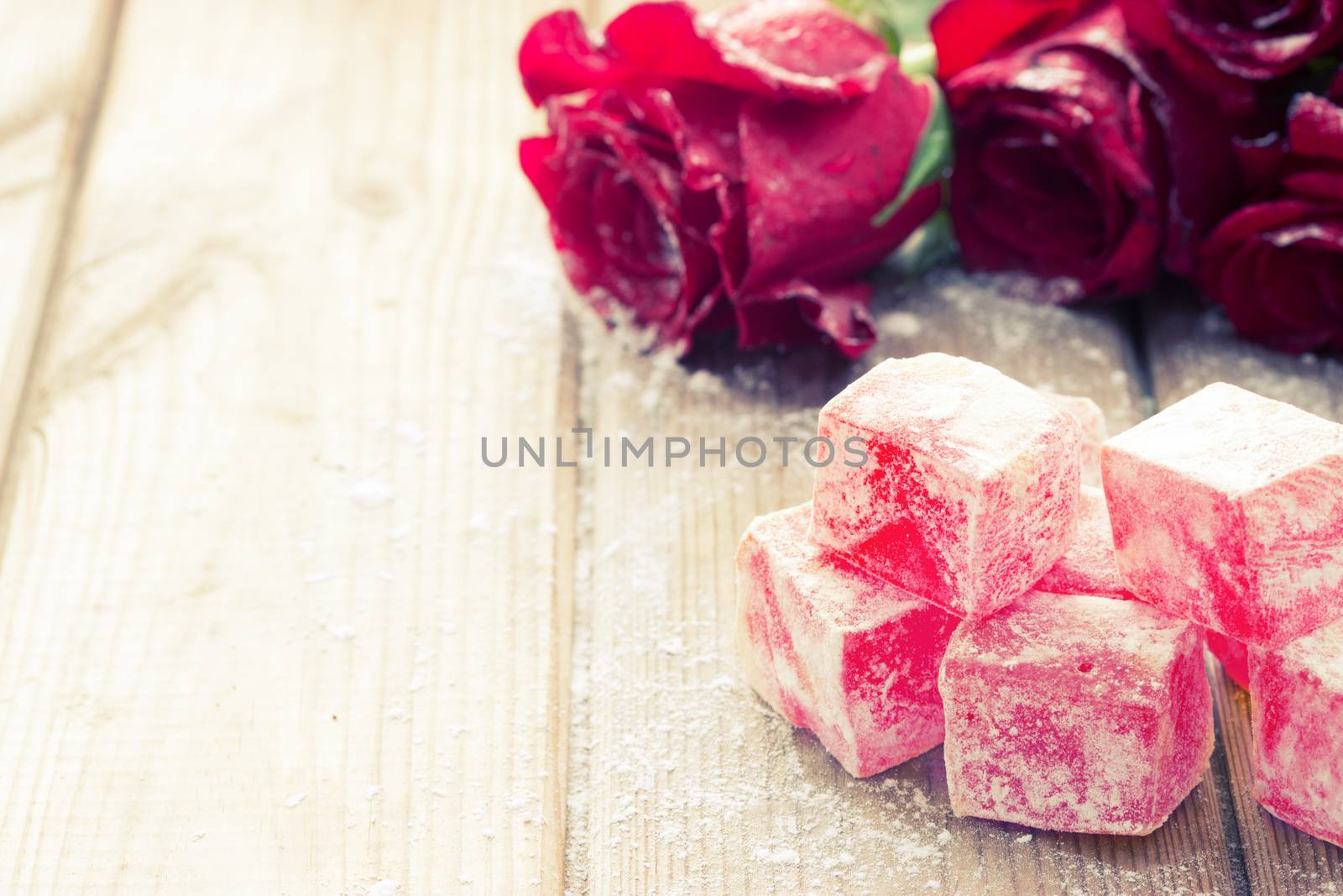 Delicious Turkish Delight with rose flower taste