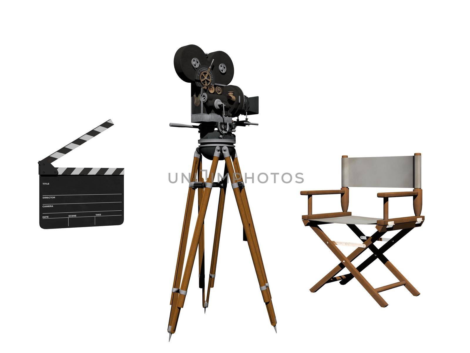 Clap of cinema in white background - 3d rendering