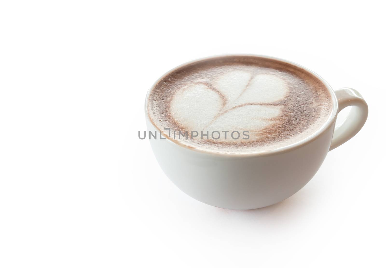 Cup of hot coffee tulip latte art on white background by pt.pongsak@gmail.com