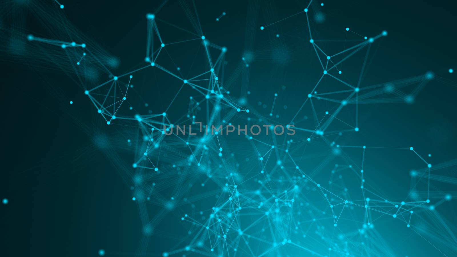 Abstract connection dots. Technology background. Digital drawing blue theme. Network concept 3d rendered