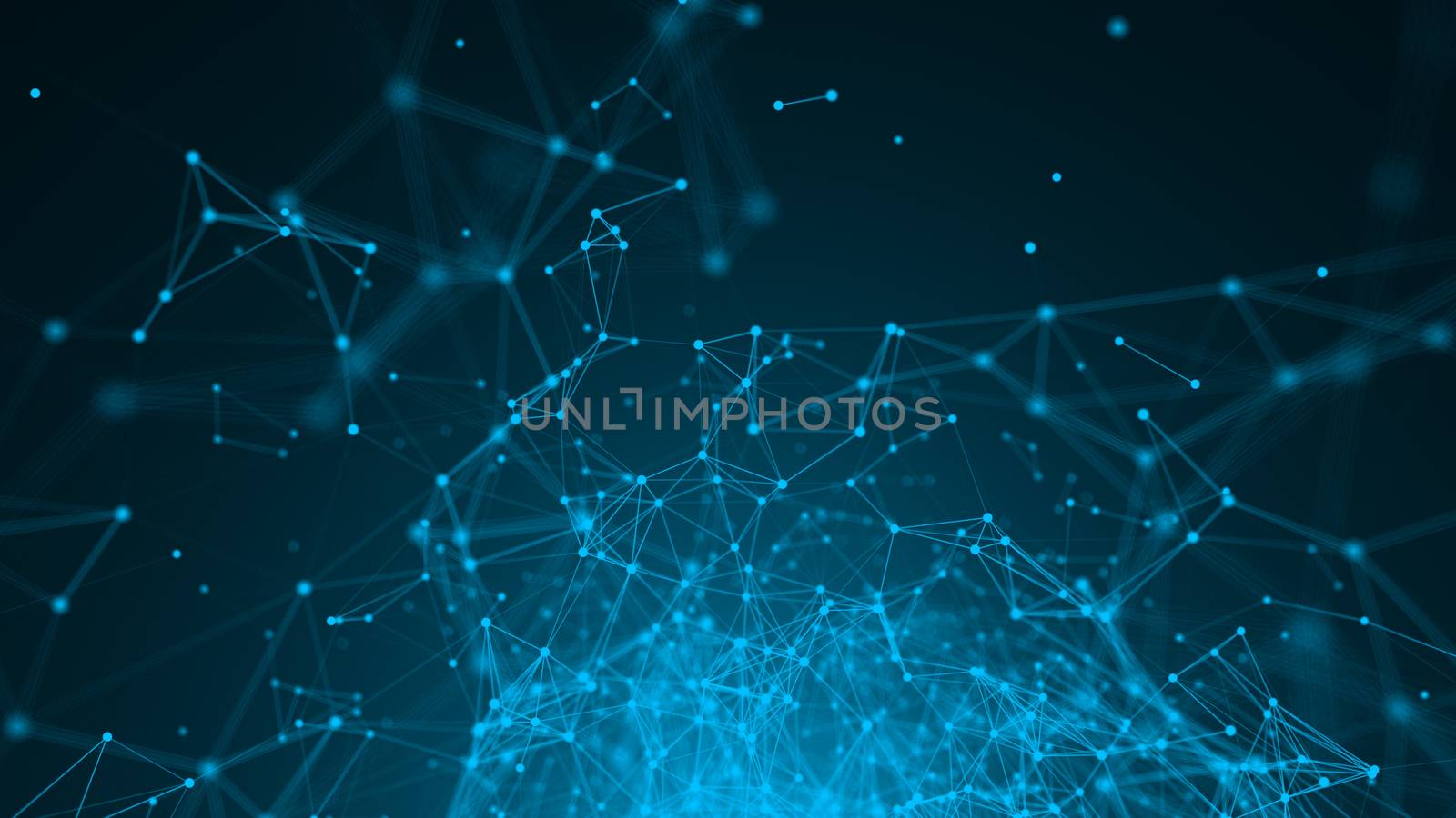 Abstract connection dots. Technology background. Digital drawing blue theme. Network concept 3d rendered