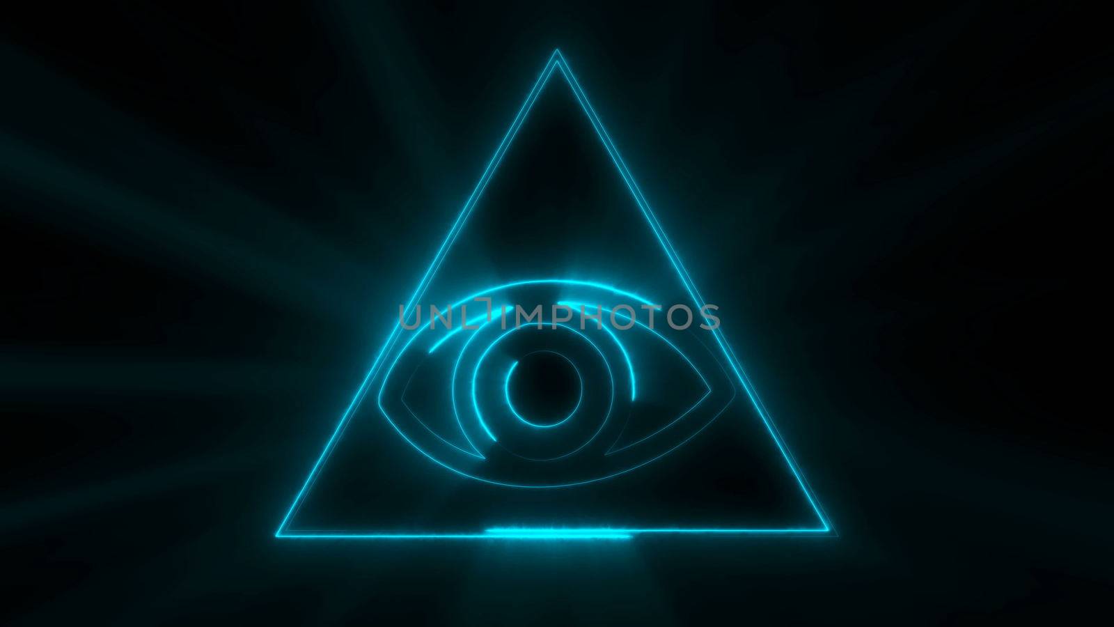 Abstract background with The Eye of Providence. Seamless loop digital backdrop. 3d rendering