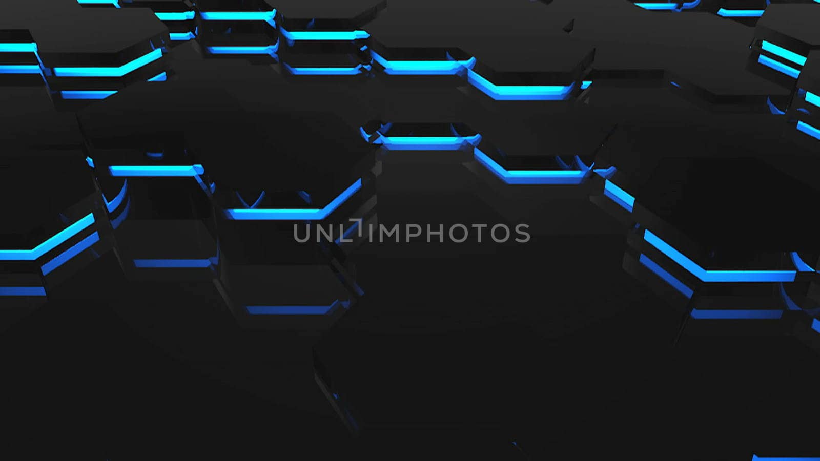 Hexagon technology background. Blue theme. 3d rendering