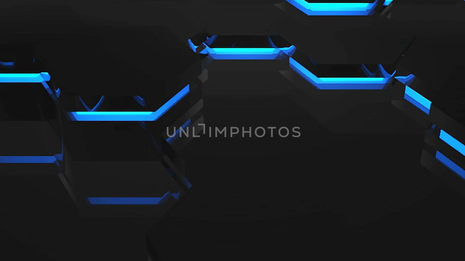 Hexagon technology background. Blue theme. 3d rendering