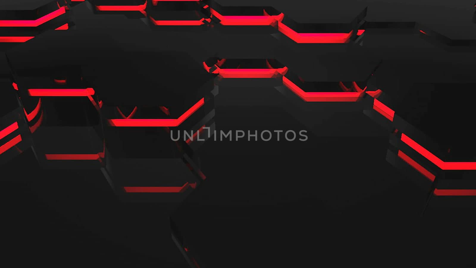 Abstract background with red hexagons. 3d rendering