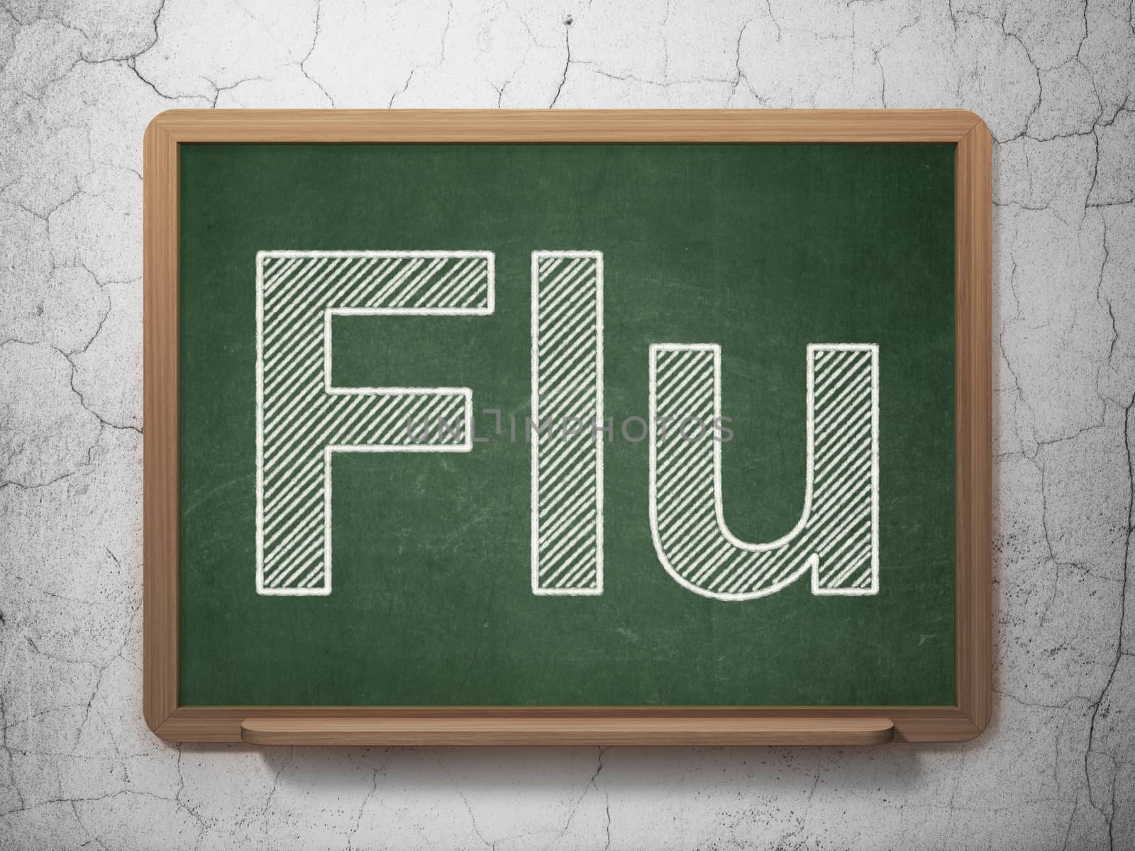 Medicine concept: Flu on chalkboard background by maxkabakov