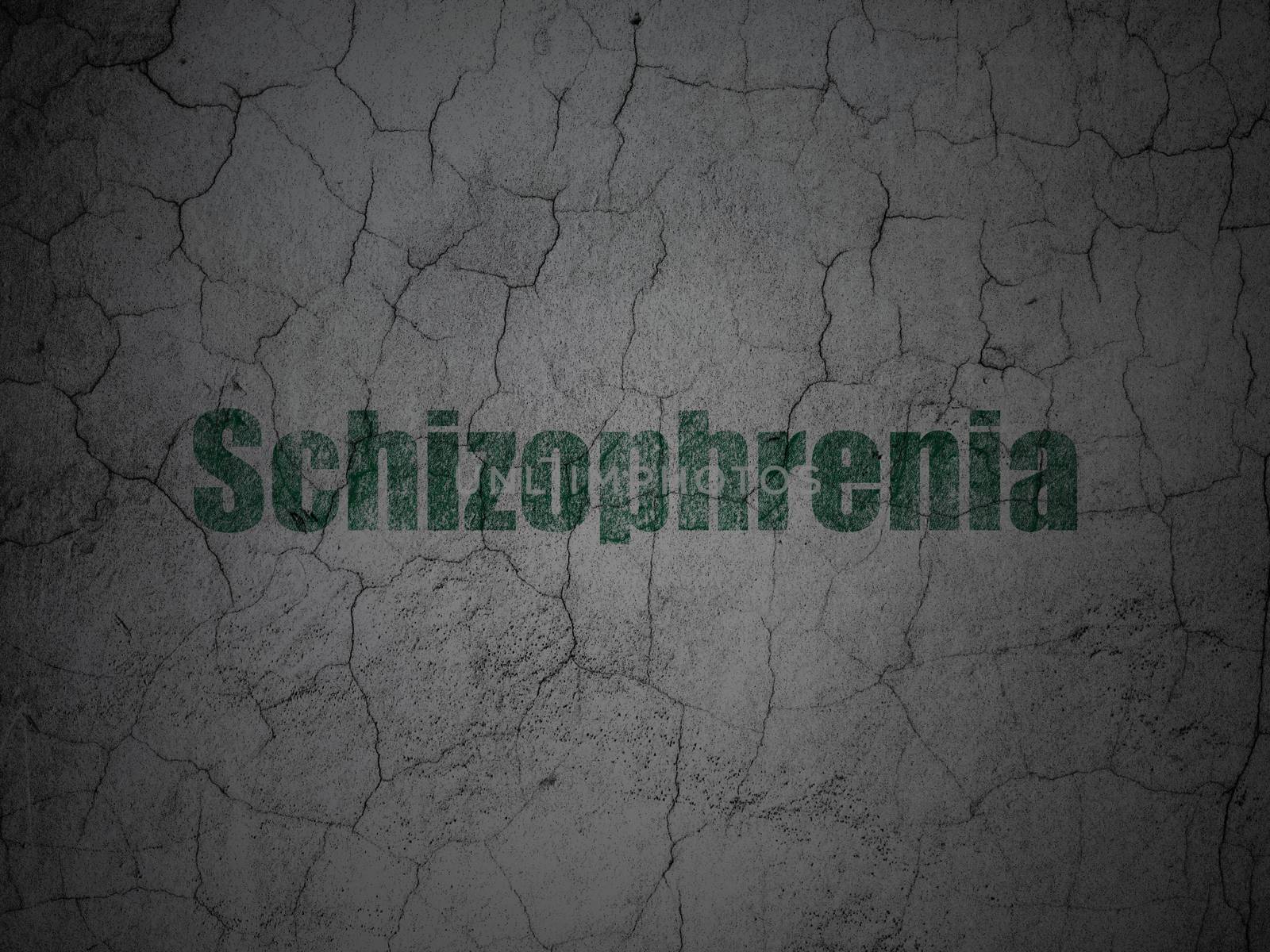 Healthcare concept: Schizophrenia on grunge wall background by maxkabakov