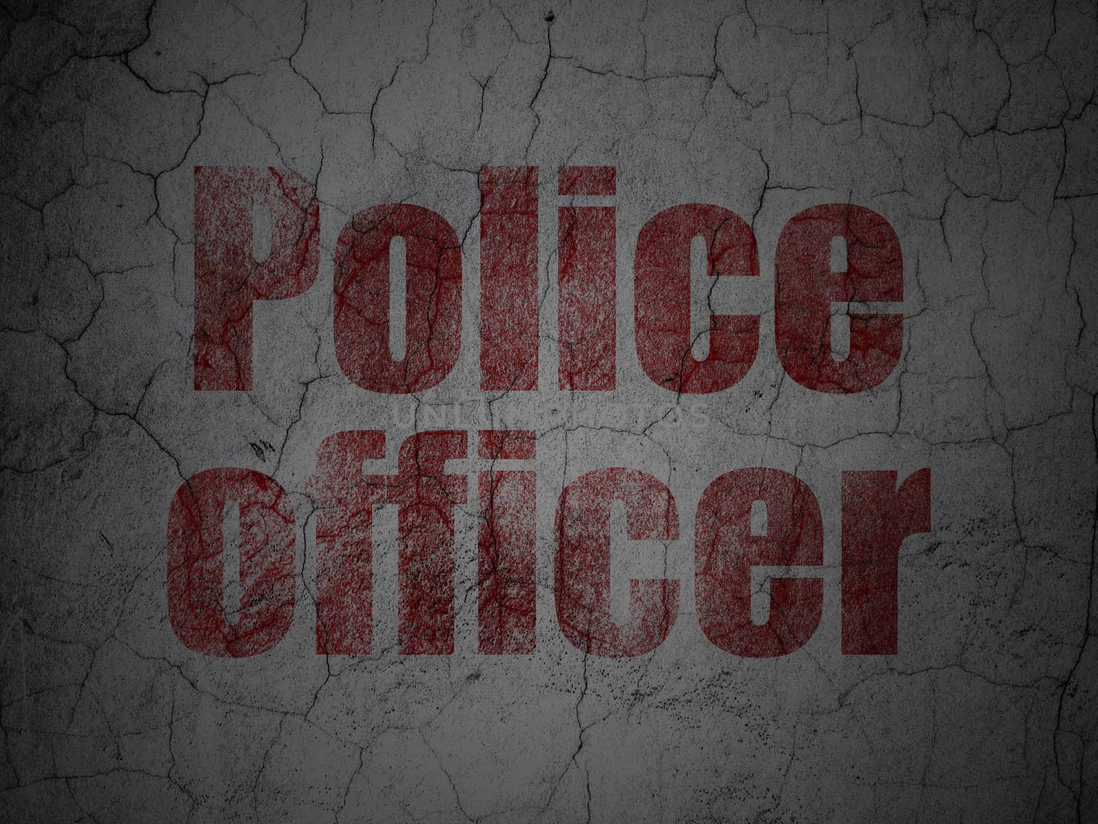 Law concept: Red Police Officer on grunge textured concrete wall background