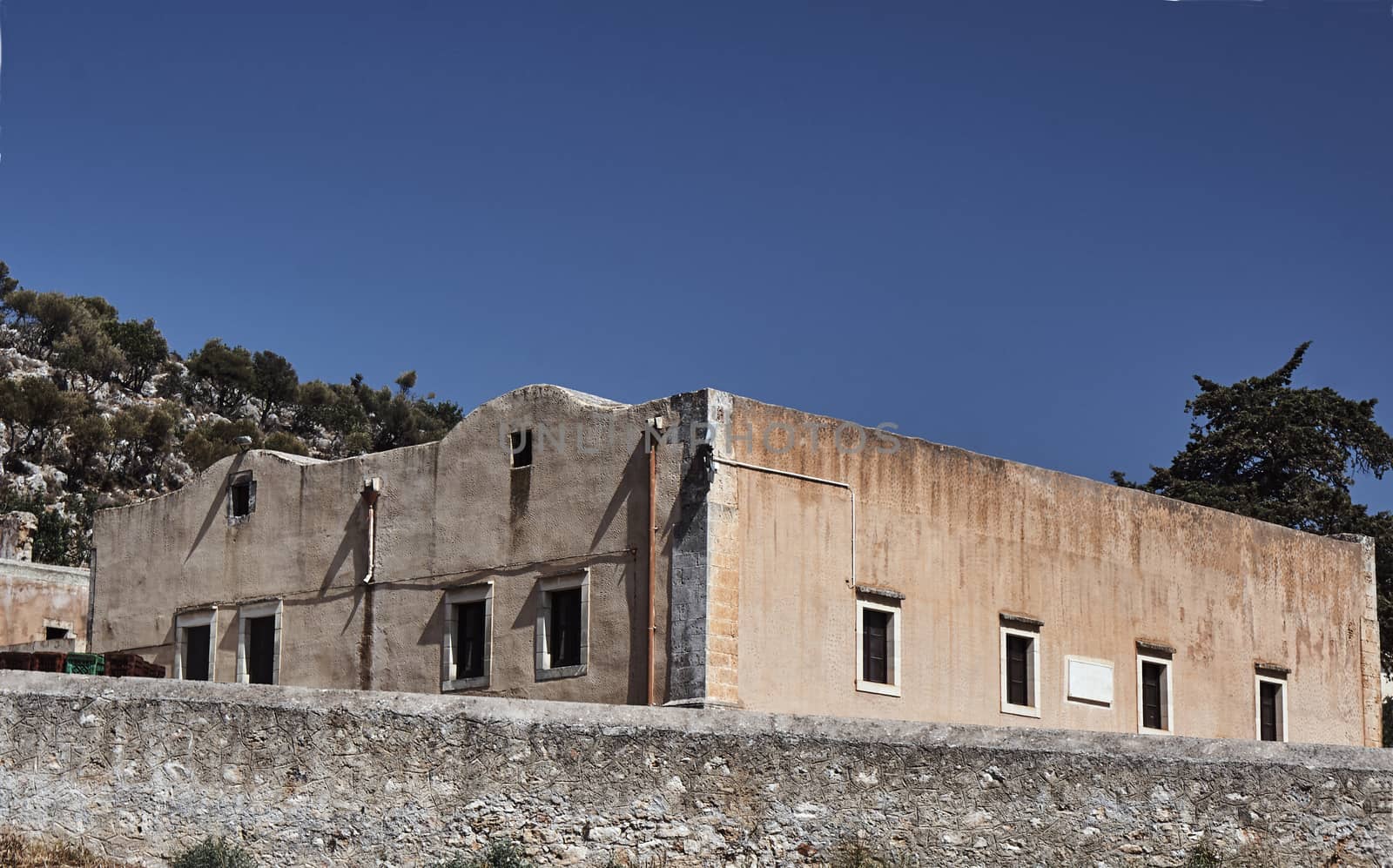 Arkadi Monastery - the walls of the Orthodox monastery on the island of Crete, Greece