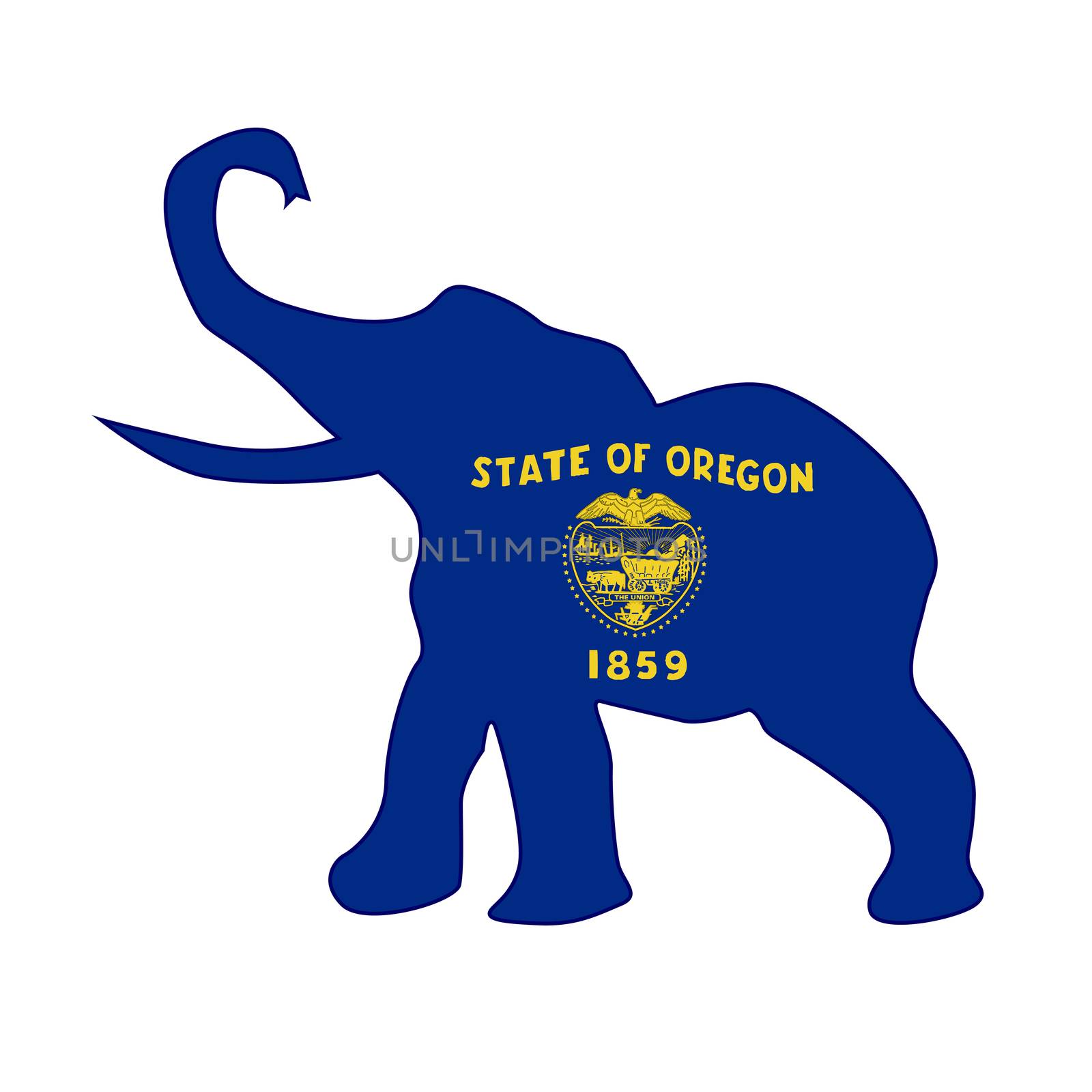 The Oregon Republican elephant flag over a white background