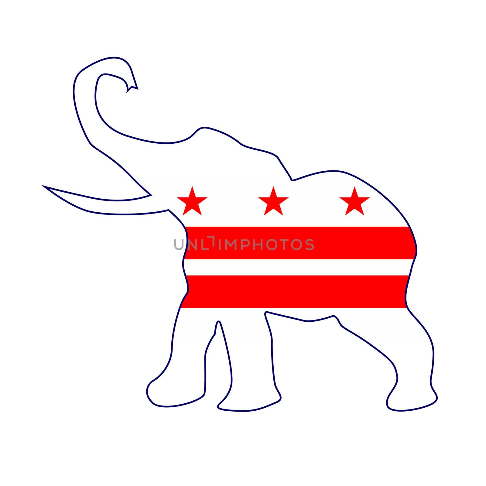 The Washington DC Republican elephant flag over a white background
