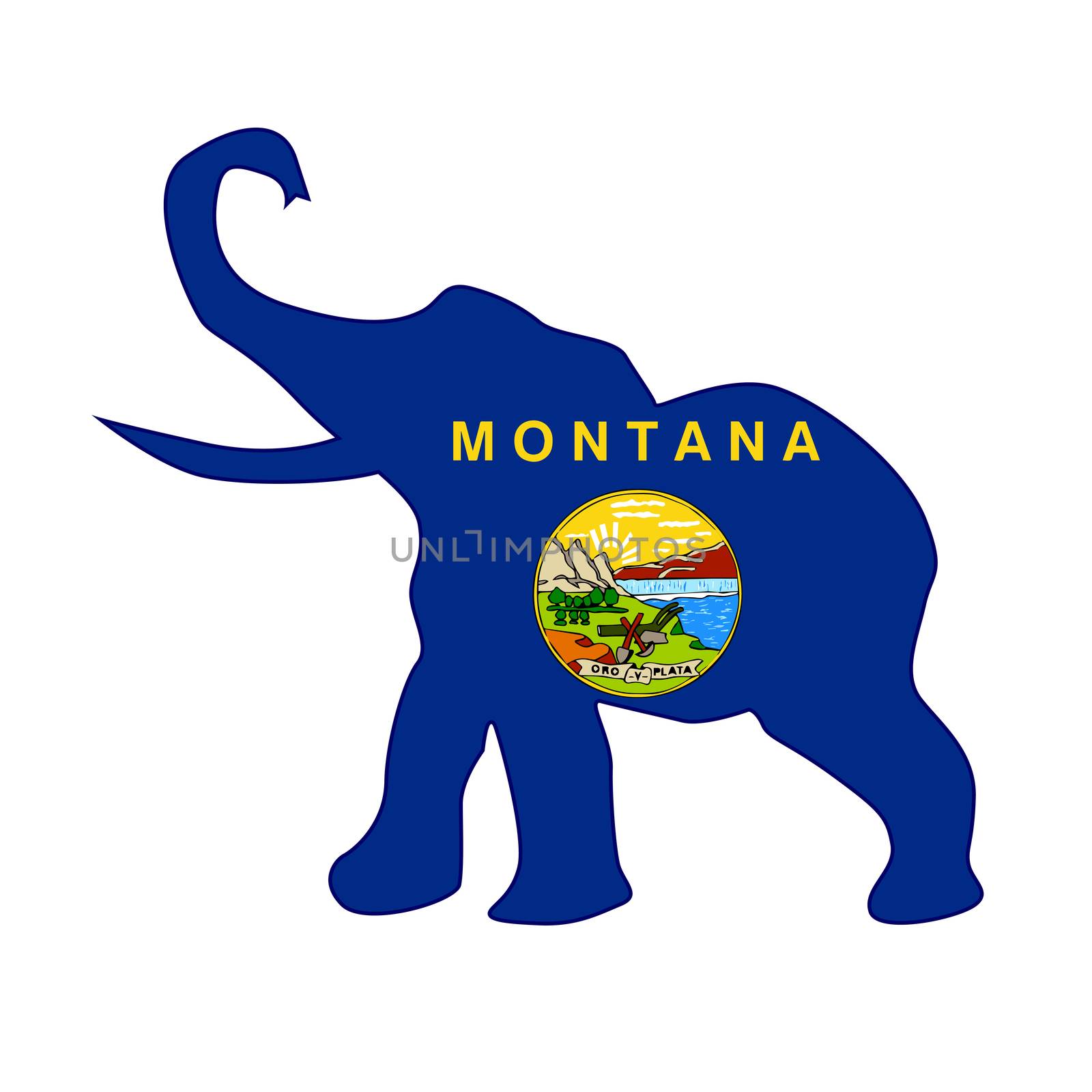 The Montana Republican elephant flag over a white background