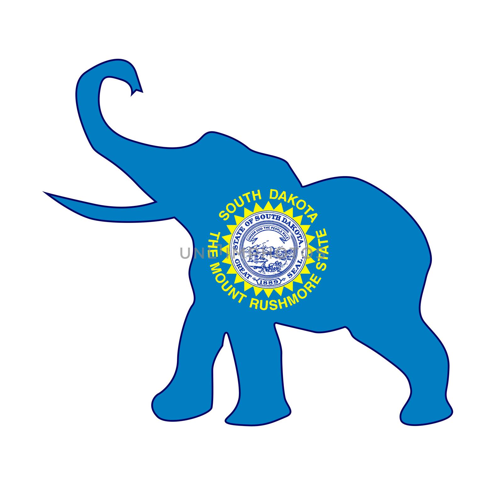 The South Dakota Republican elephant flag over a white background