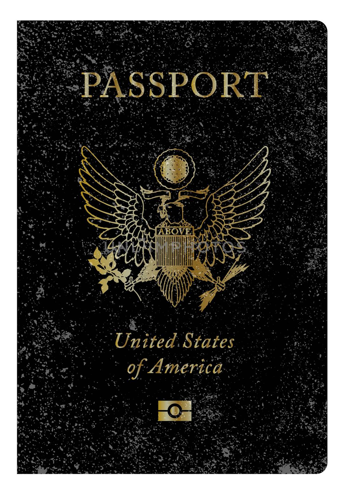 Worn United States of America travel passport over a white background