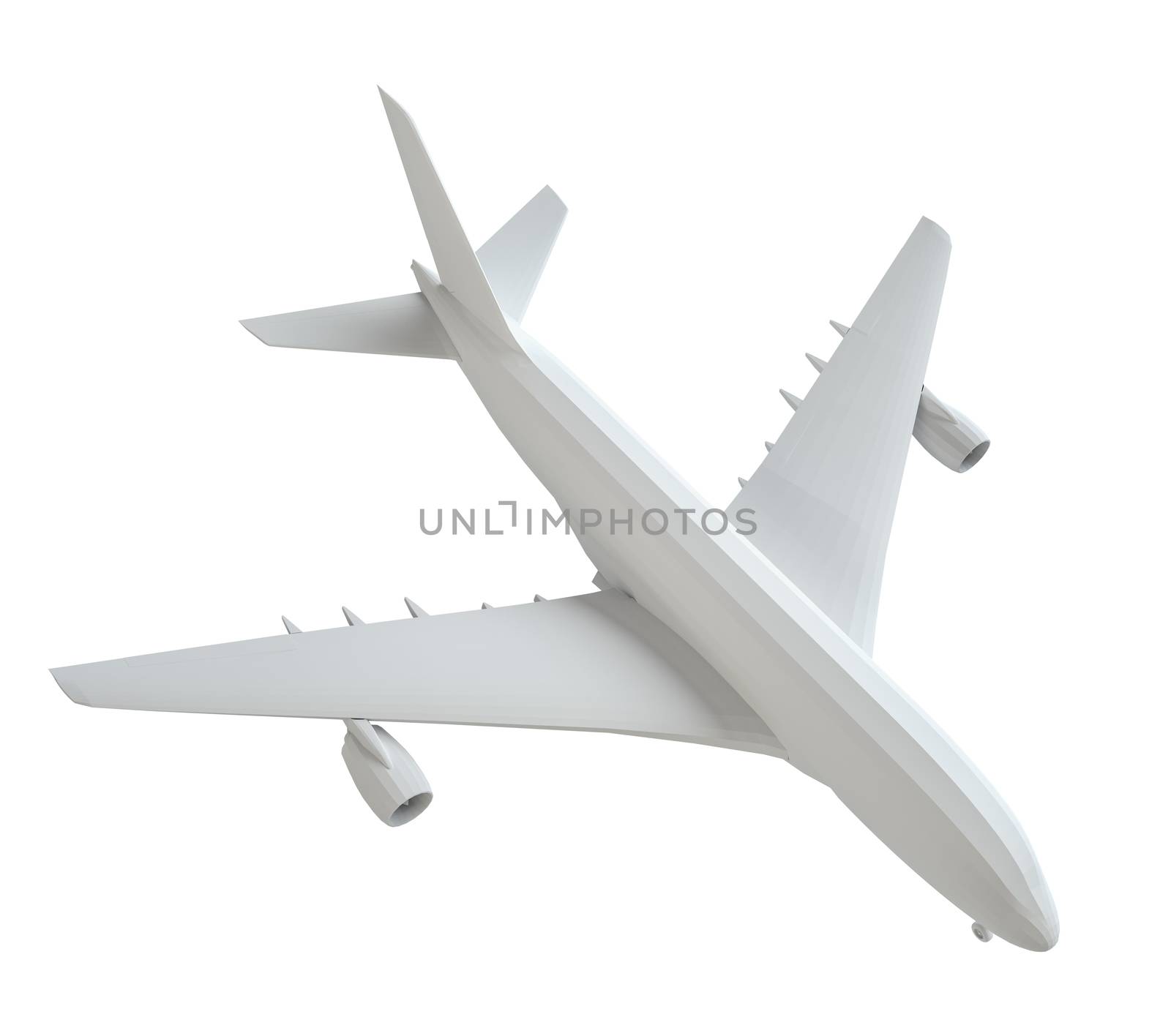 White airplane. Isolated on white background. 3d illustration