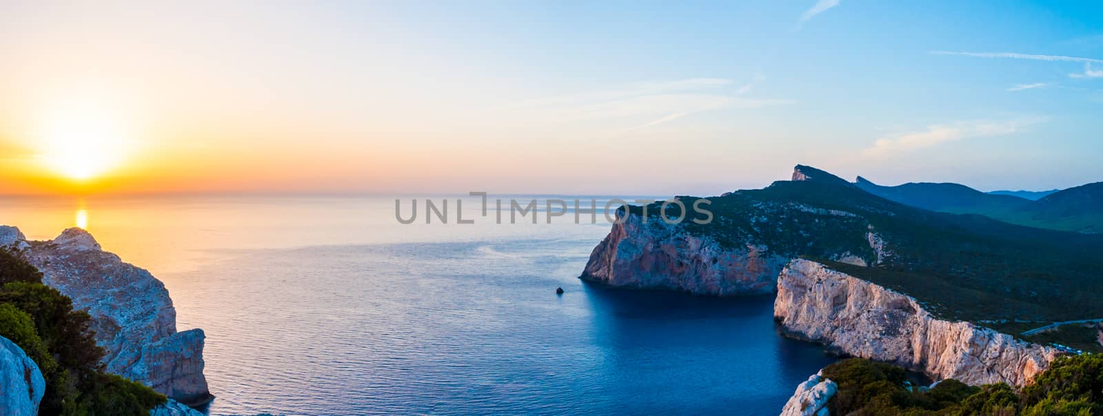 Landscape of the gulf of capo caccia by replica