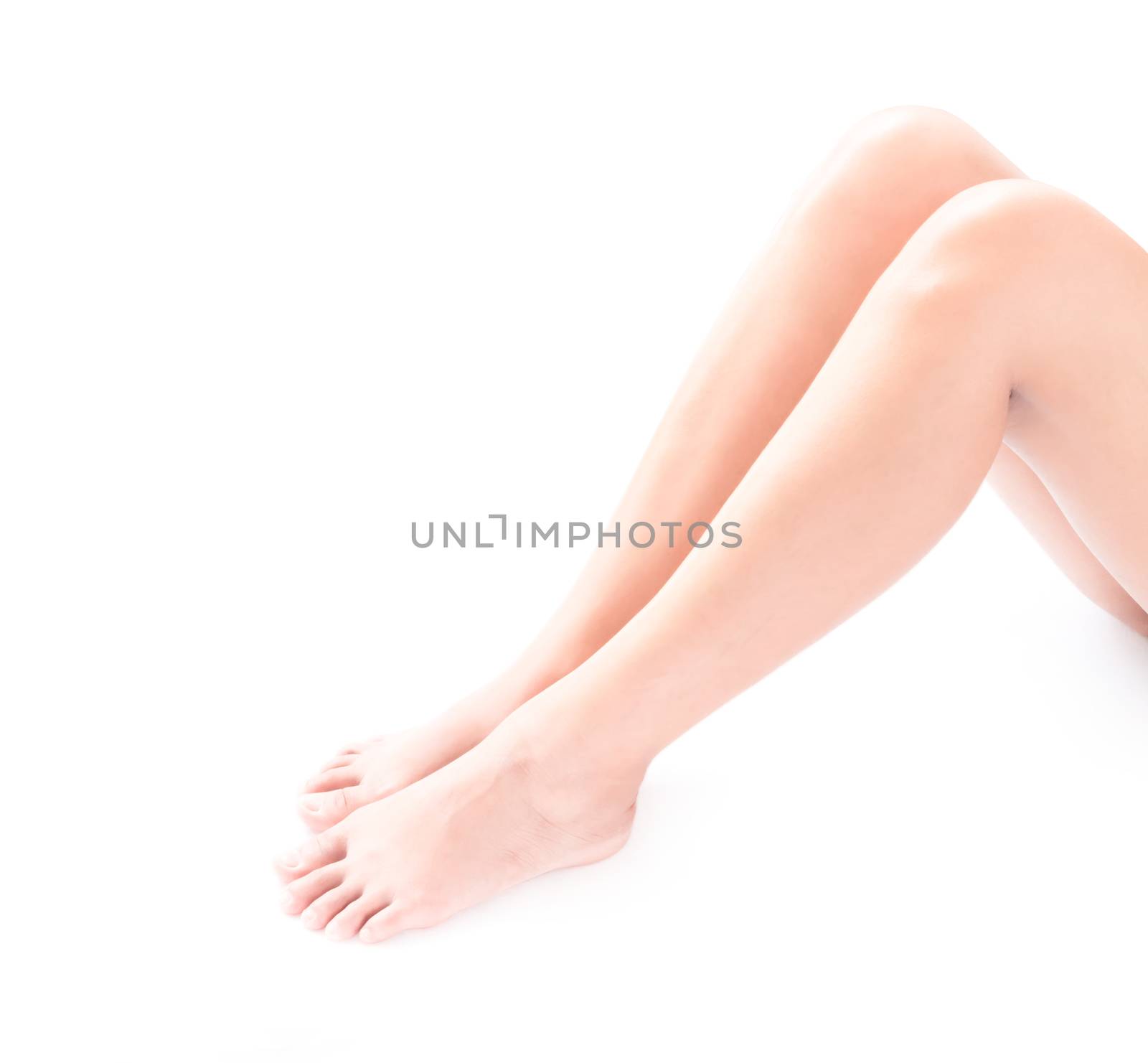 Legs woman on white background for skin care and body beauty by pt.pongsak@gmail.com