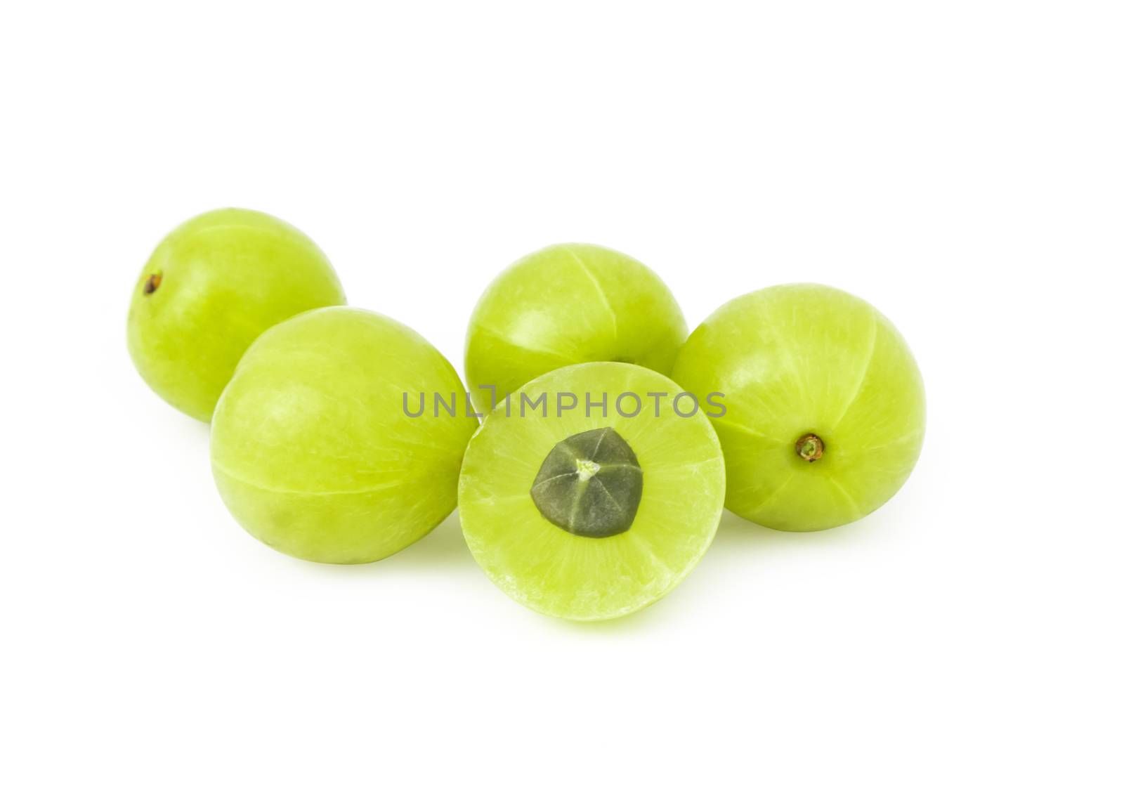 Fresh Indian gooseberry fruit on white background, fruit for healthy care with benefits from high vitamin C