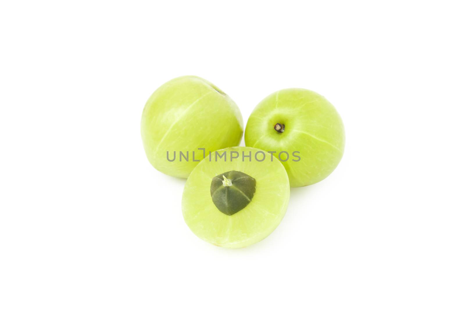 Fresh Indian gooseberry fruit on white background, fruit for hea by pt.pongsak@gmail.com