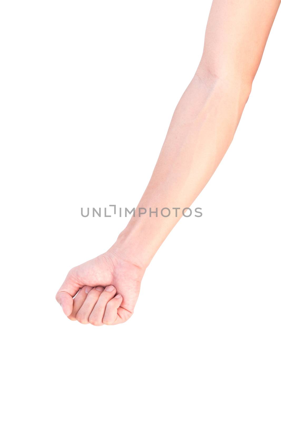 Man arm with blood veins on white background, health care and medical concept