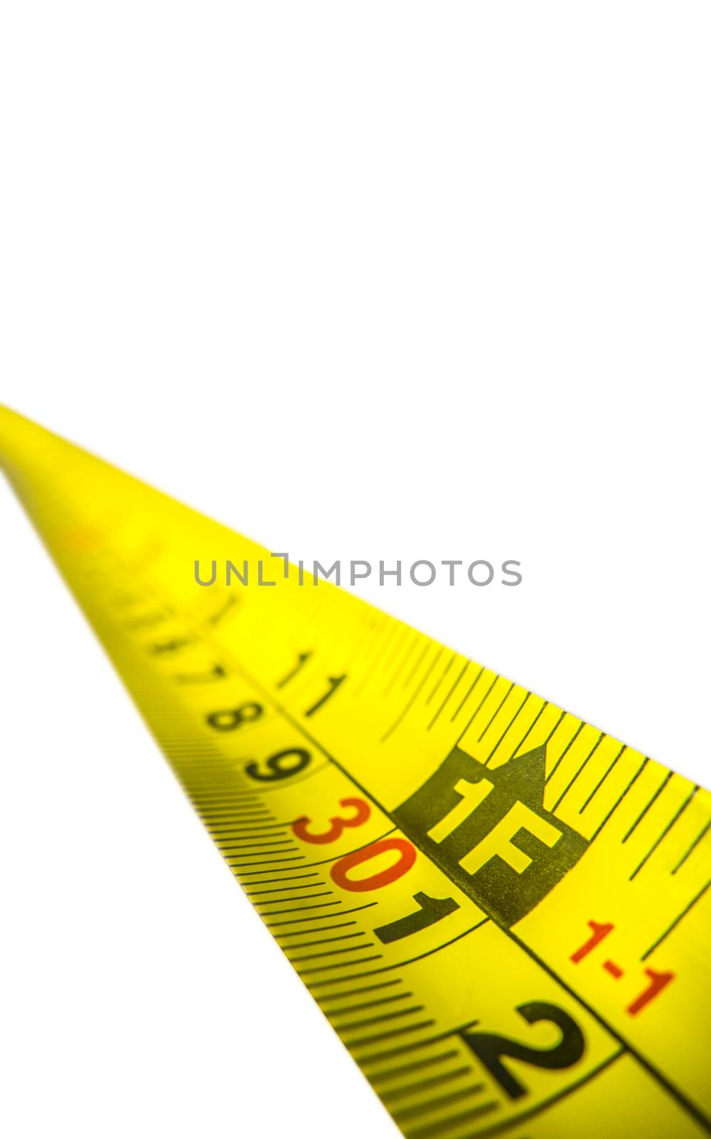 Detail Of A Yellow Tape Measure With Copy Space
