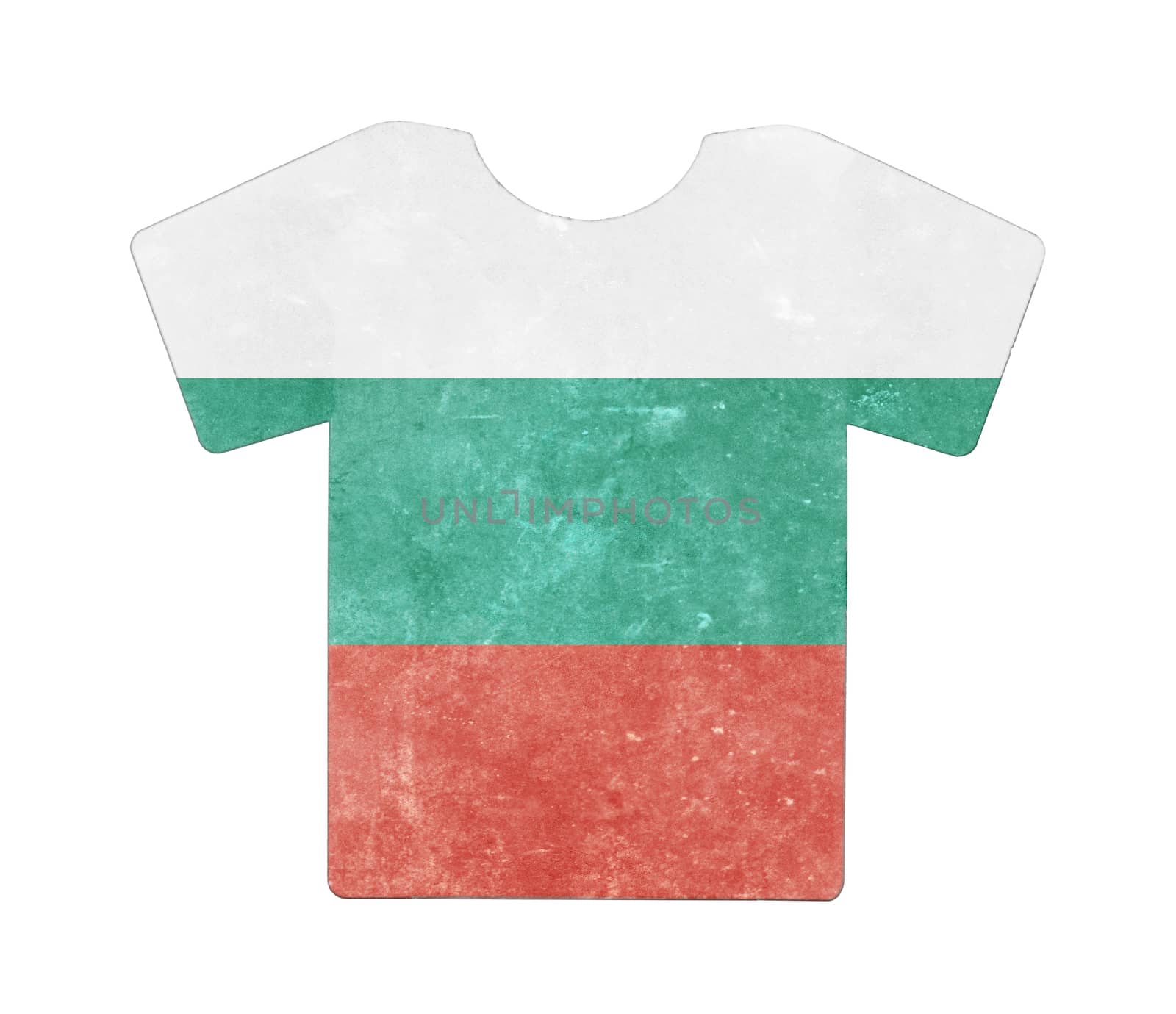 Simple t-shirt, flithy and vintage look, isolated on white - Bulgaria