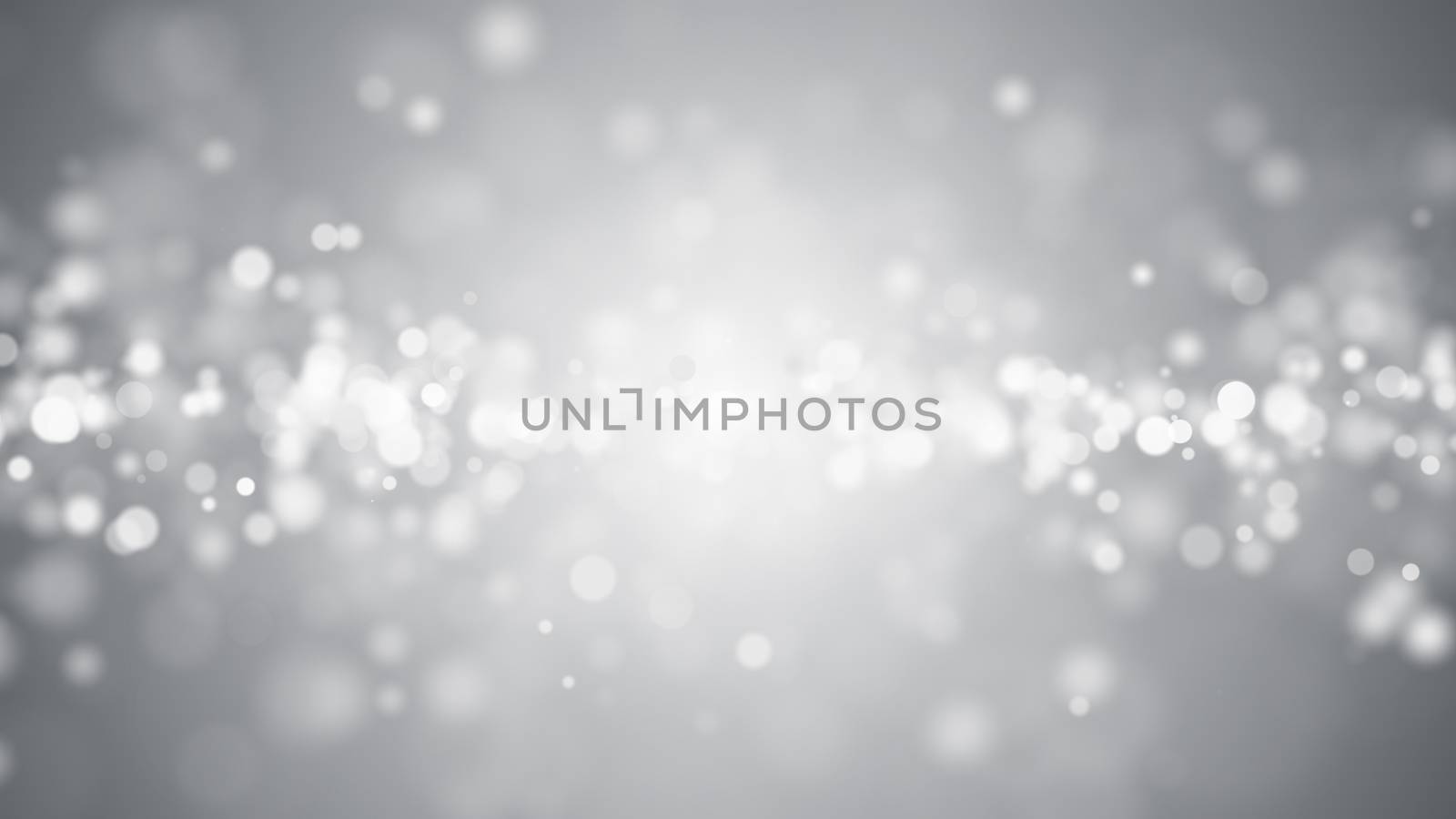Lights on grey background. Abstract defocused backdrop. 3d rendering