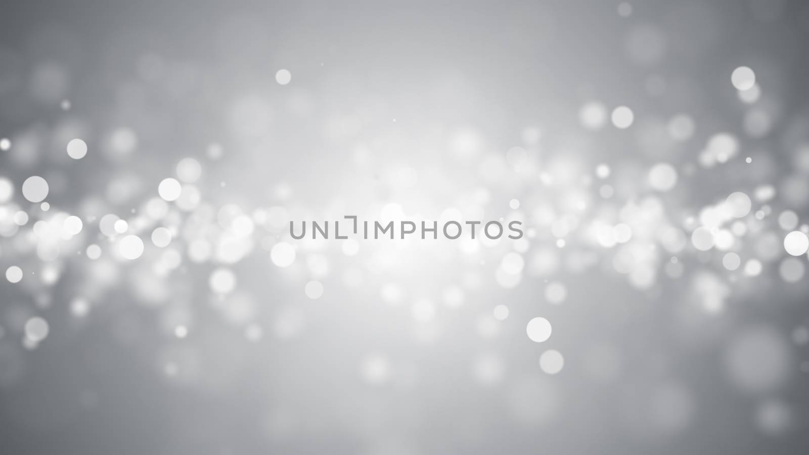 Lights on grey background. Abstract defocused backdrop. 3d rendering