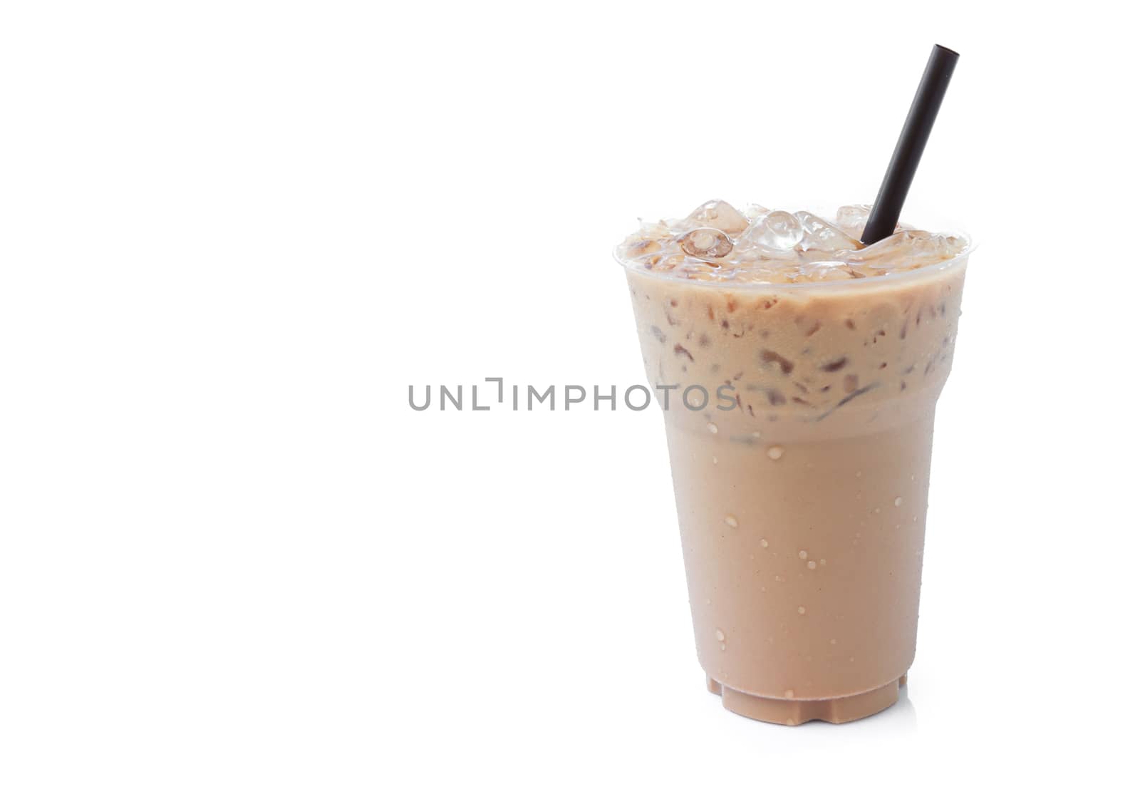 Closeup ice of coffee on white background, food and drink concept