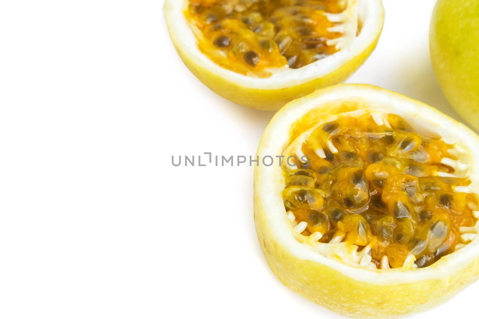 Closeup Fresh Passion fruit on white background by pt.pongsak@gmail.com