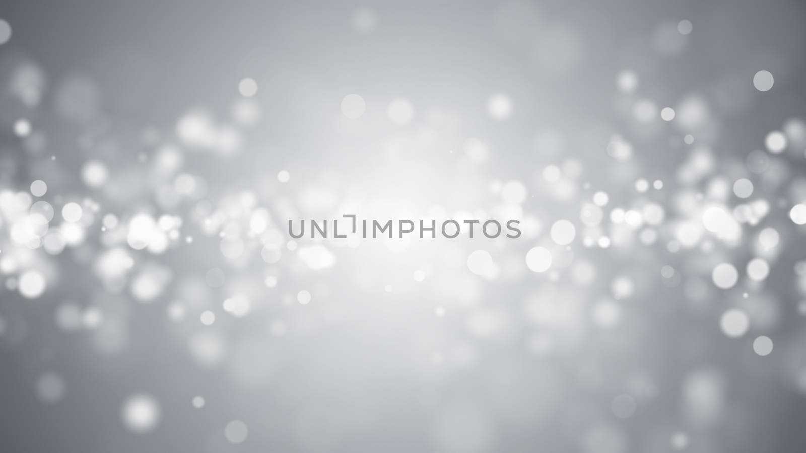 Lights on grey background. Abstract defocused backdrop. 3d rendering