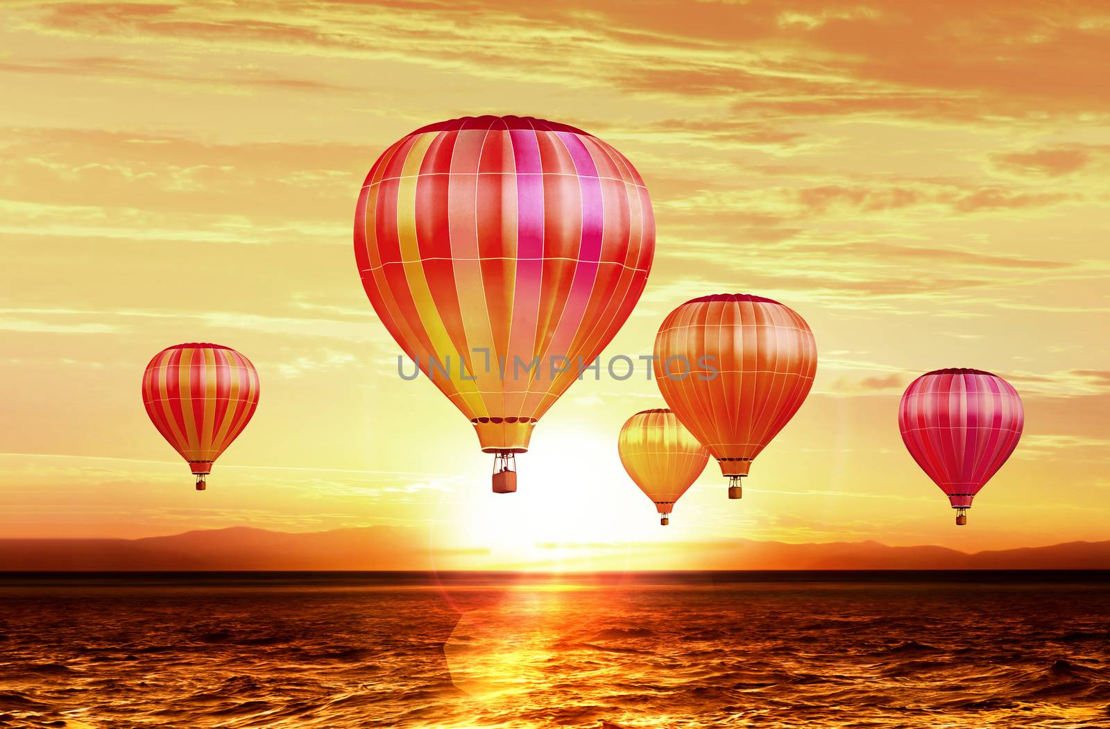 air balloons on sunset by ssuaphoto