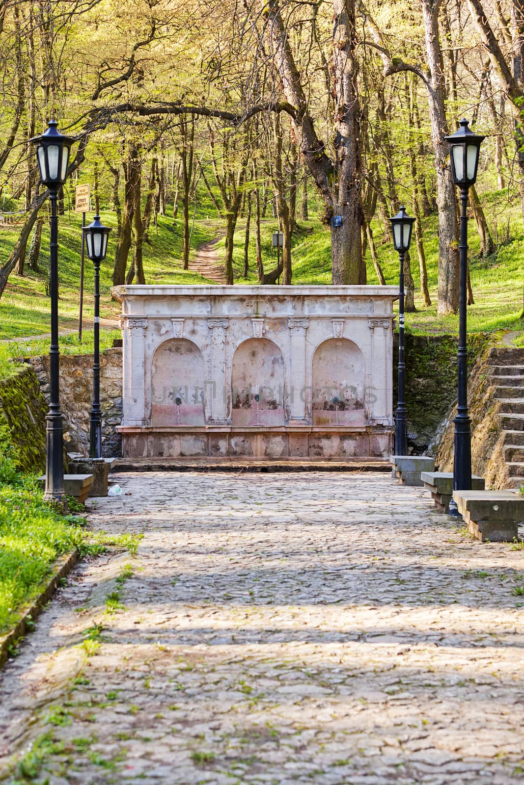 old fountain in the woods by vladimirnenezic