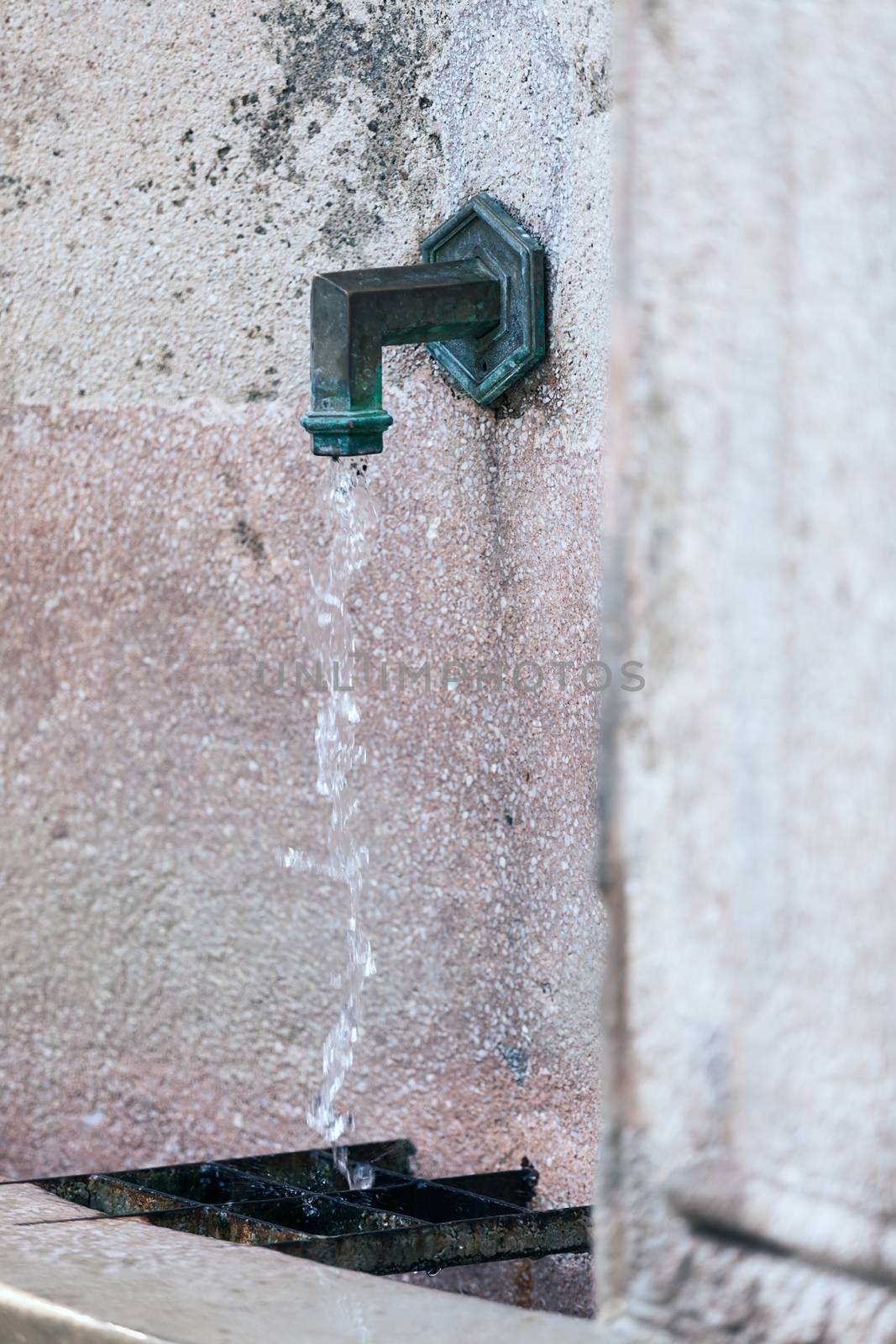 old drinking fountain in the park, note shallow depth of field