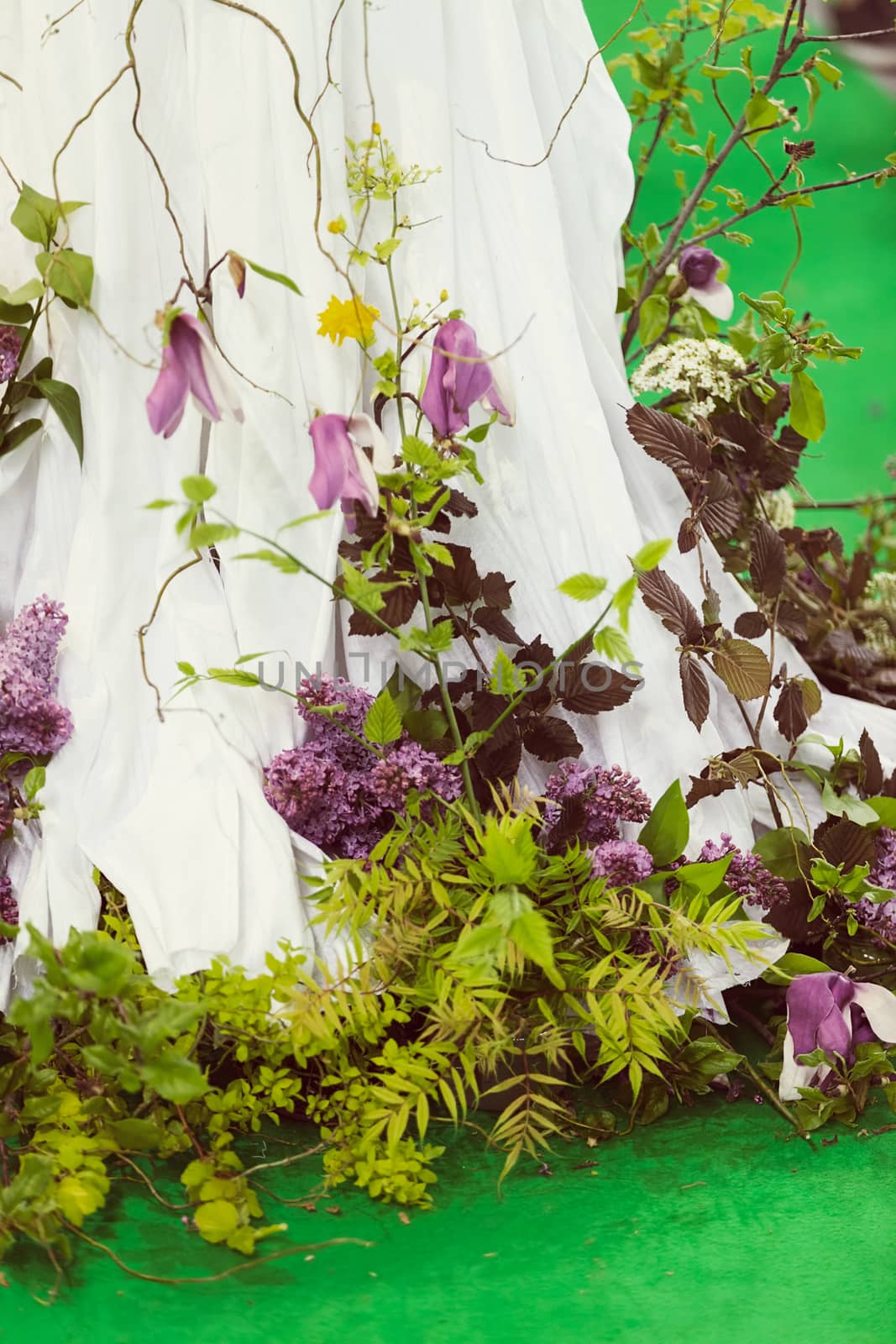 skirt of traditional costume decorated with flowers, note shallow depth of field